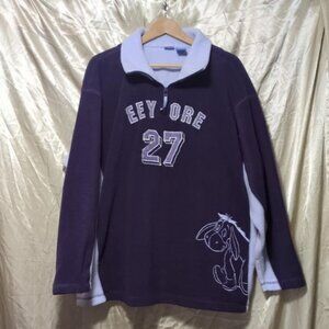 Disney Woman 26W/28W Eeyore Fleece Purple Embroidered Color Block Quarter Zip Pl